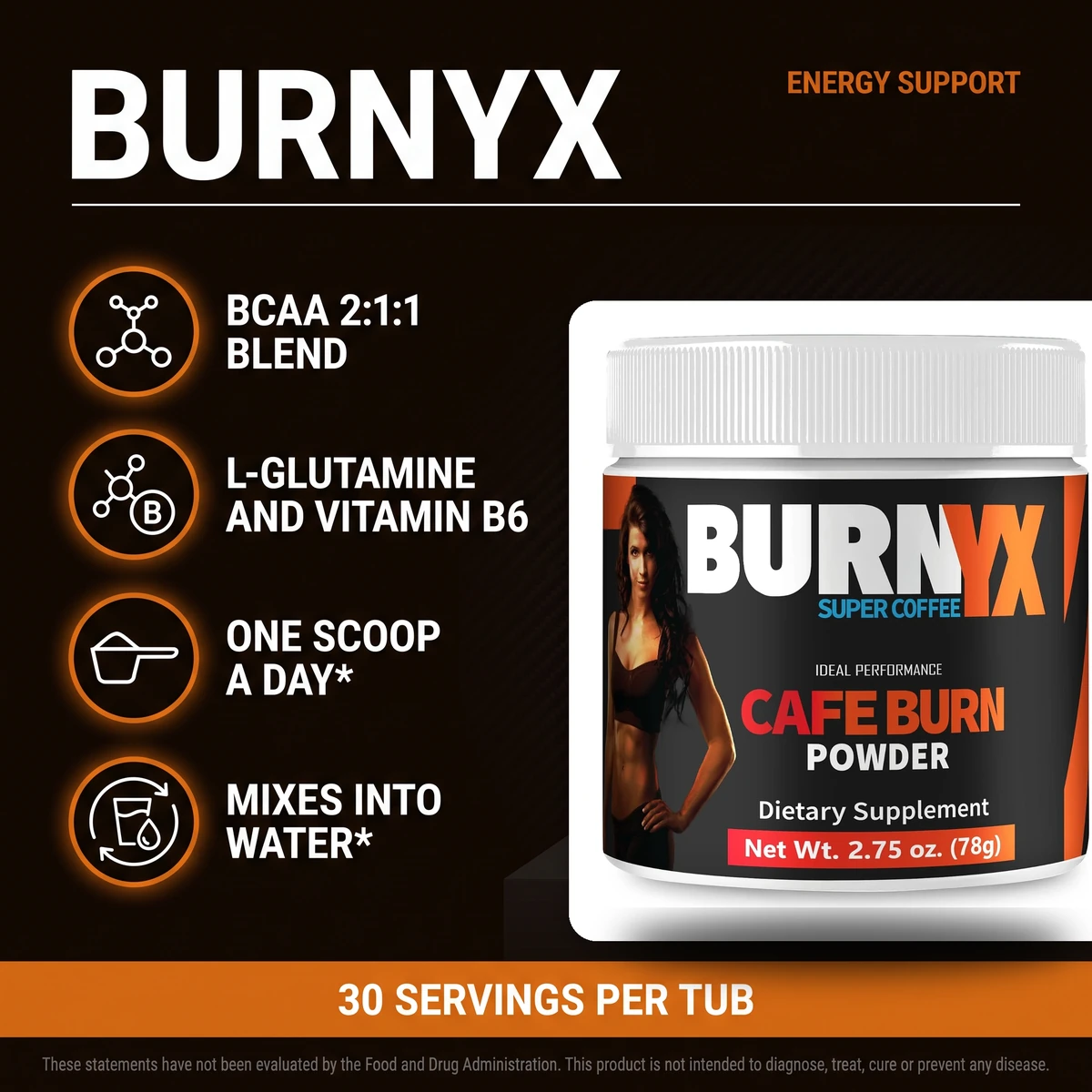 Burnyx energy support from the 2:1:1 BCAA blend